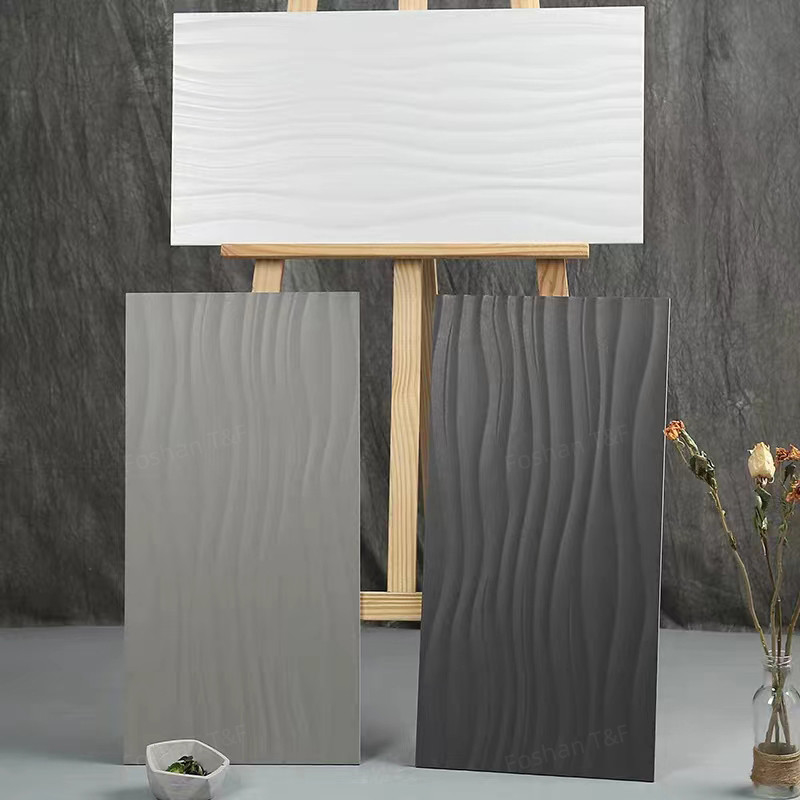 빌라 테라스 욕실 화장실 발코니 도자기 타일 300x600mm 웨이브 모델 매트 유약 표면 전신