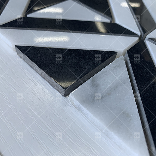 검은색과 흰색 대리석 돌 모자이크 타일 벽 부엌 Backsplash 착용 저항