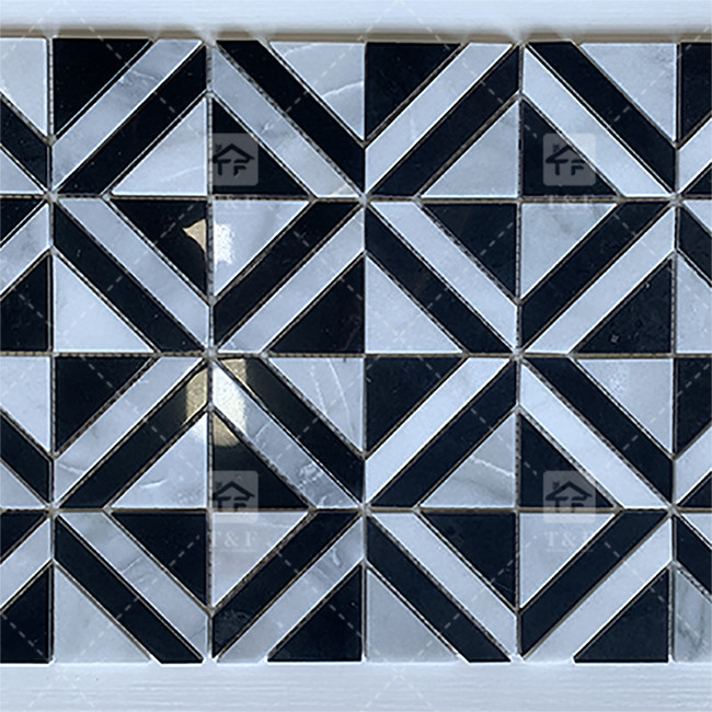 검은색과 흰색 대리석 돌 모자이크 타일 벽 부엌 Backsplash 착용 저항
