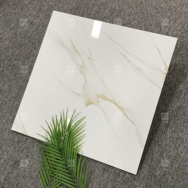 600x600mm 높은 반짝이는 닦은 유리 타일 바닥 표준 흰 대리석 포르셀린 타일