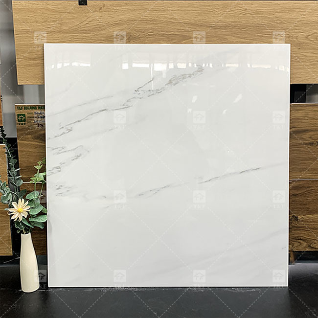 600x600mm 높은 반짝이는 닦은 유리 타일 바닥 표준 흰 대리석 포르셀린 타일