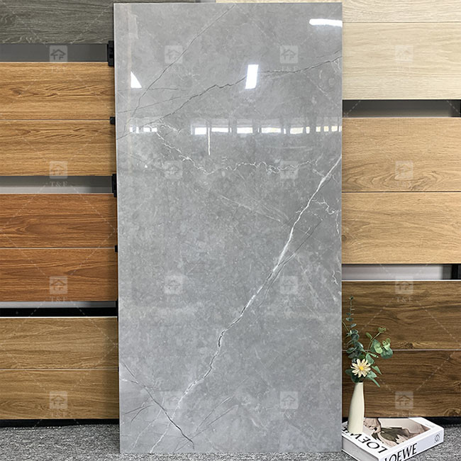 럭셔리 600x1200mm 전체 몸 빛나는 닦은 유리 타일 바닥에 대리석 포르셀라인 타일