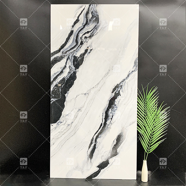 판다 화이트 대리석 외관 포르셀라인 타일 600x1200mm 평판 거실 벽장 장식 고급 돌 쇼핑몰